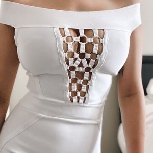 White Bandage Dress w Metal Detailing